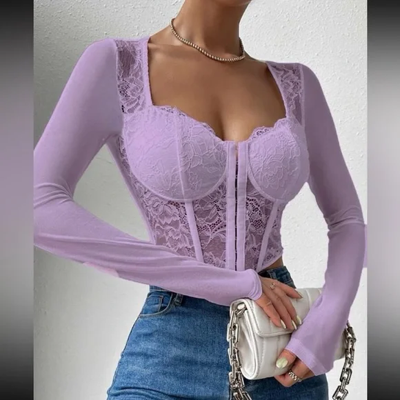 Boho lace bustier corset crop top